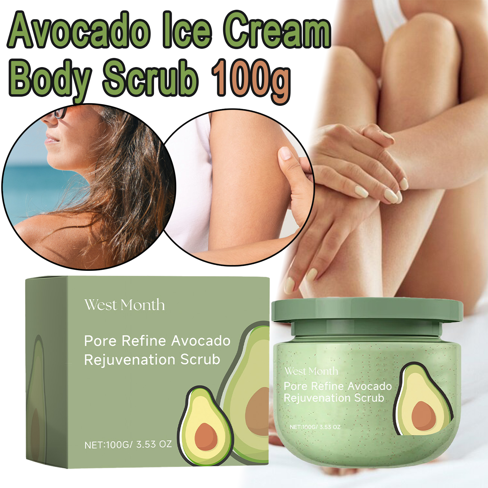 Avocado Ice Cream Body Scrub 1 - Luxury Skincare Gift Set のレビューと価格