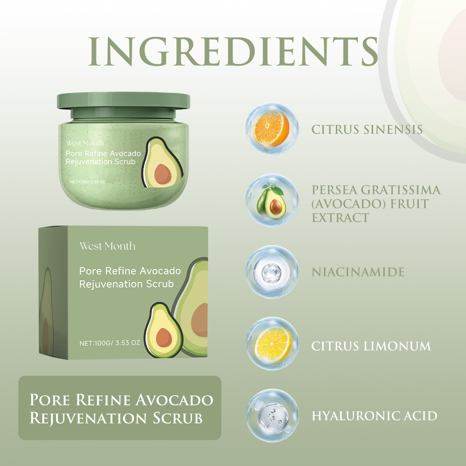 Avocado Ice Cream Body Scrub 1 - Luxury Skincare Gift Set のレビューと価格